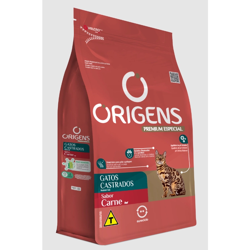 Detalhes do Ração Origens Gatos Castrados Sabor Carne 3kg Adimax