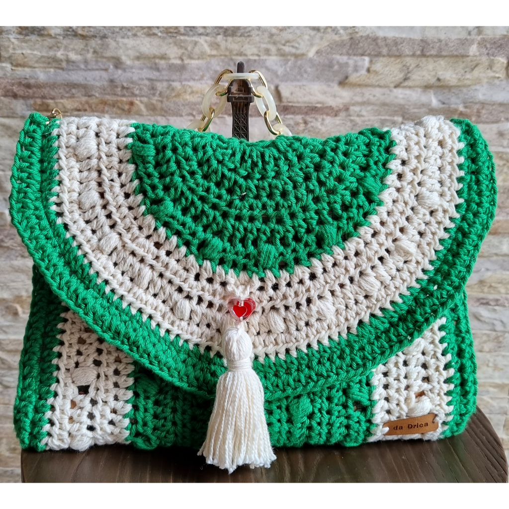 Bolsa de mão- carteira feminina -clutch - bolsa de mão de croche em fio 100% algodão