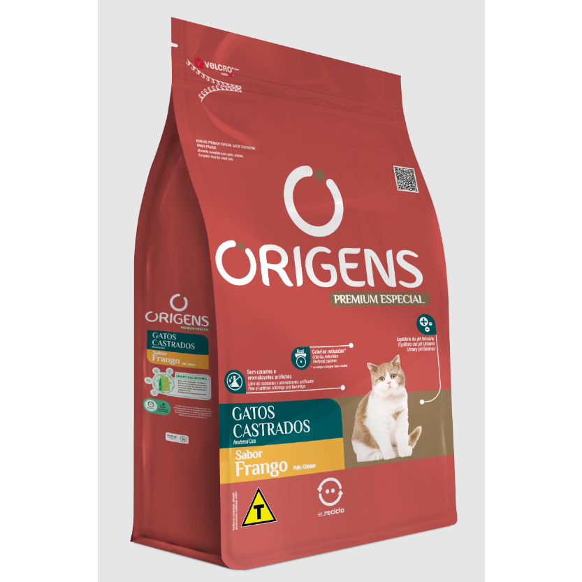 Detalhes do Ração Origens Gatos Castrados Sabor Frango 3kg Adimax
