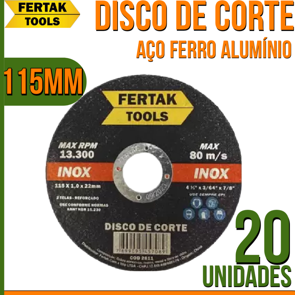 Disco de Corte Esmerilhadeira 4.1/2 Ferro Aço Inox Metal