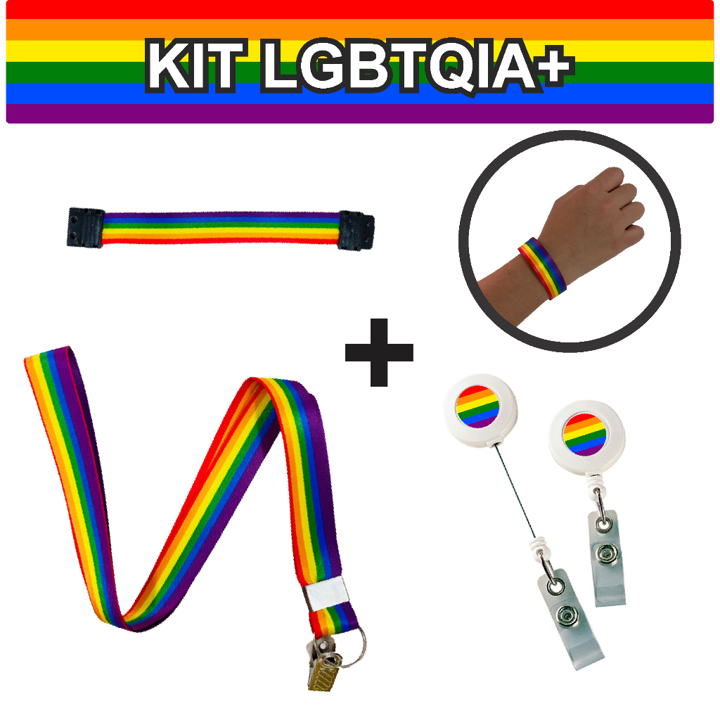 Kit LGBTQIA+ Cordão personalizado + porta crachá + pulseira em Oferta na Shopee
