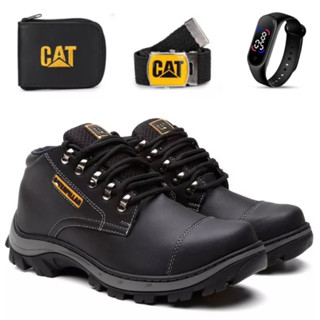 Bota Coturno Masculina Caterpillar Adventure Urbano De Couro Confort Reforçado + Cinto Carteira e Relógio