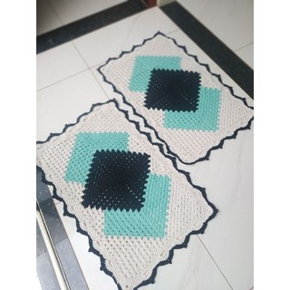 kit com 2. Tapete Cronos. Estampa geométrica. Tapete grande crochê