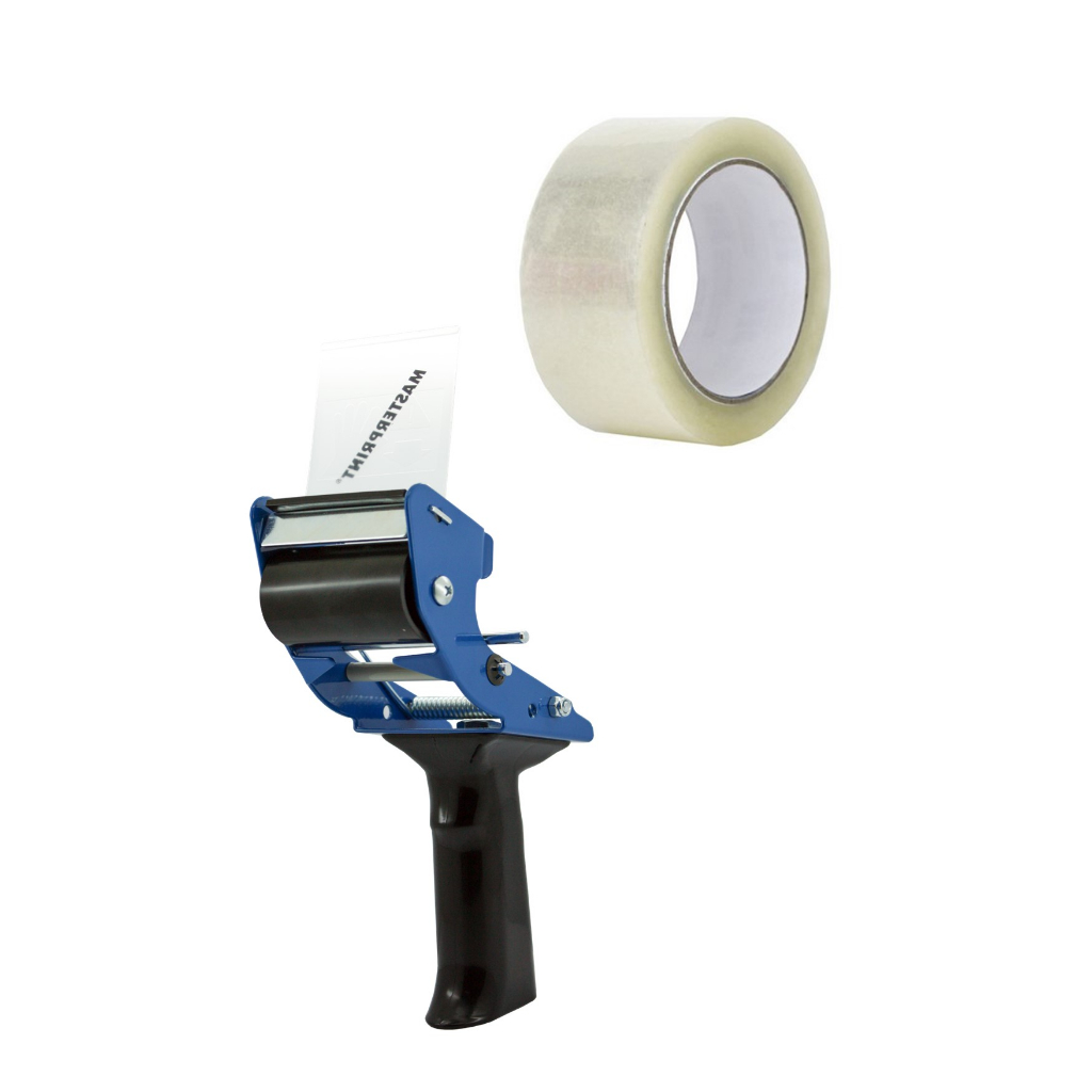 Kit Suporte Aplicador + 1 Rolo de Fita Adesiva Transparente com 50 mts