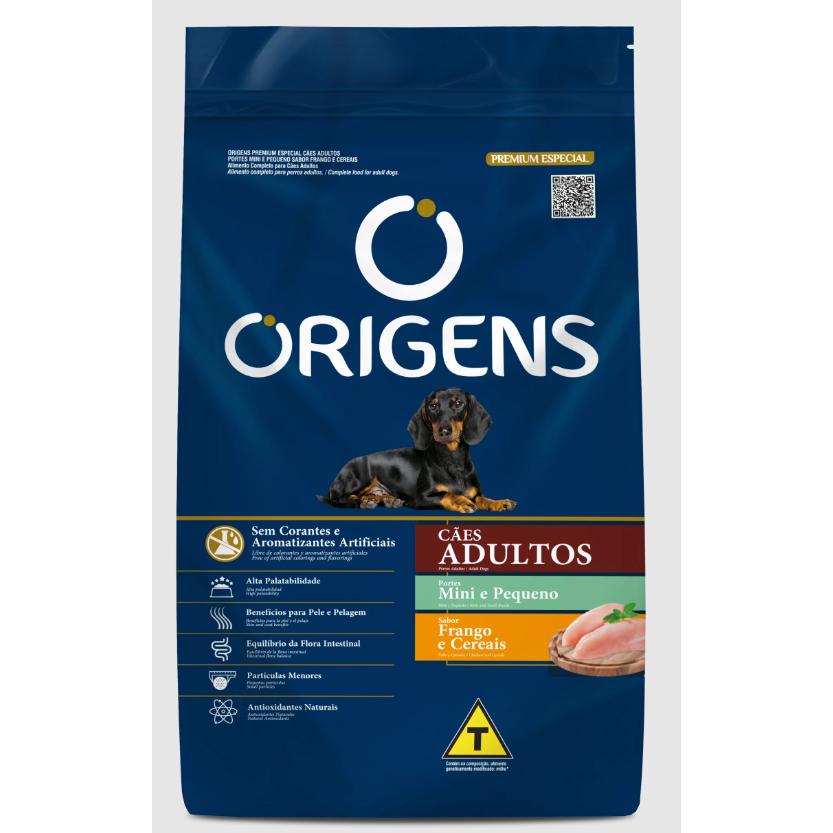 Ração Origens Cães Porte Mini e Pequeno Sabor Frango e Cereais 15kg Adimax - Pets