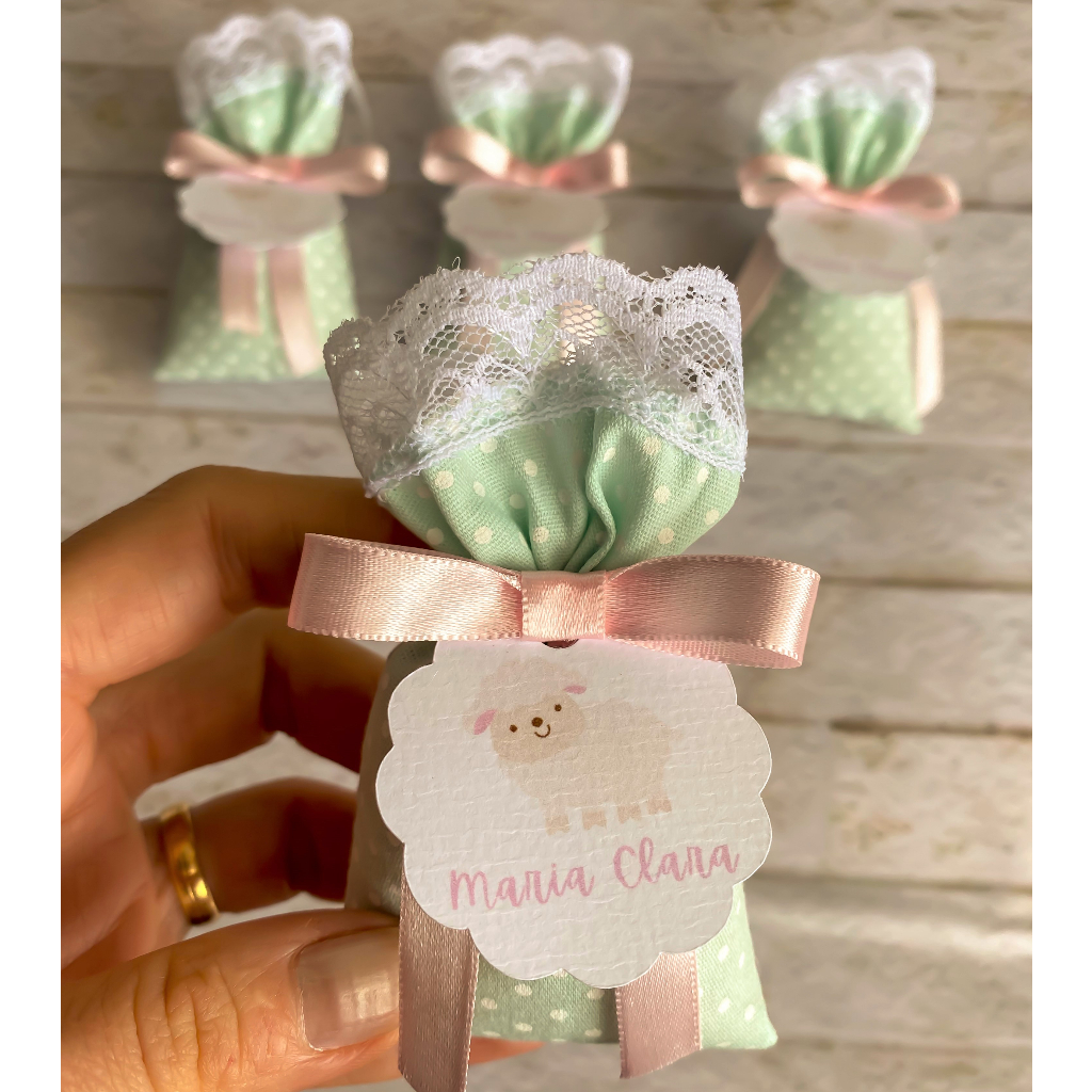Kit Sachê Perfumado Personalizado Lembrancinha Luxo com Nome | Aniversário Maternidade Chá de Bebê | Ovelha | Exclusivo