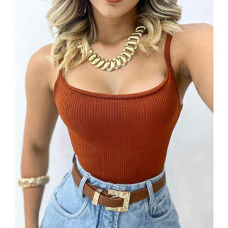 Body Feminino Decote Reto Alcinha Regata Tecido Anarruga Atoalhado Tendencia Moda Gringa Bori Bodi