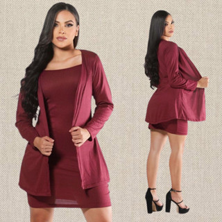 Vestido mais Cardigan Kimono Feminino moda evangélica