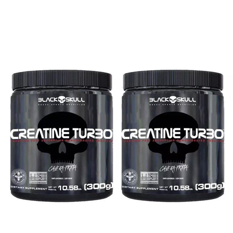 2x Creatina Monohidratada Turbo 300g - Creatine Turbo - Black Skull