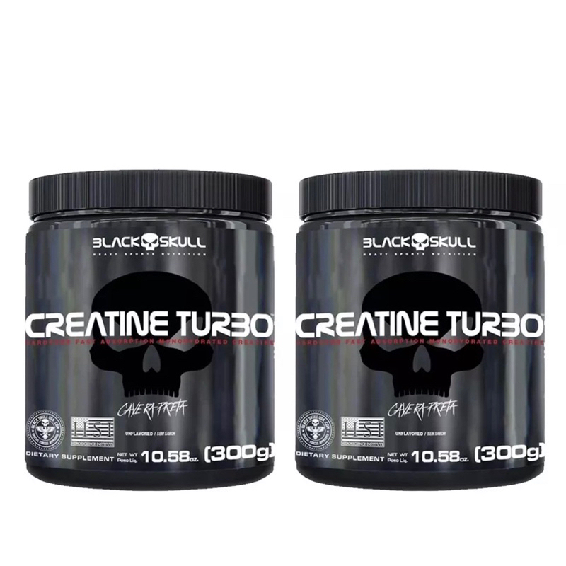 2x Creatina Monohidratada Turbo 300g - Creatine Turbo - Black Skull