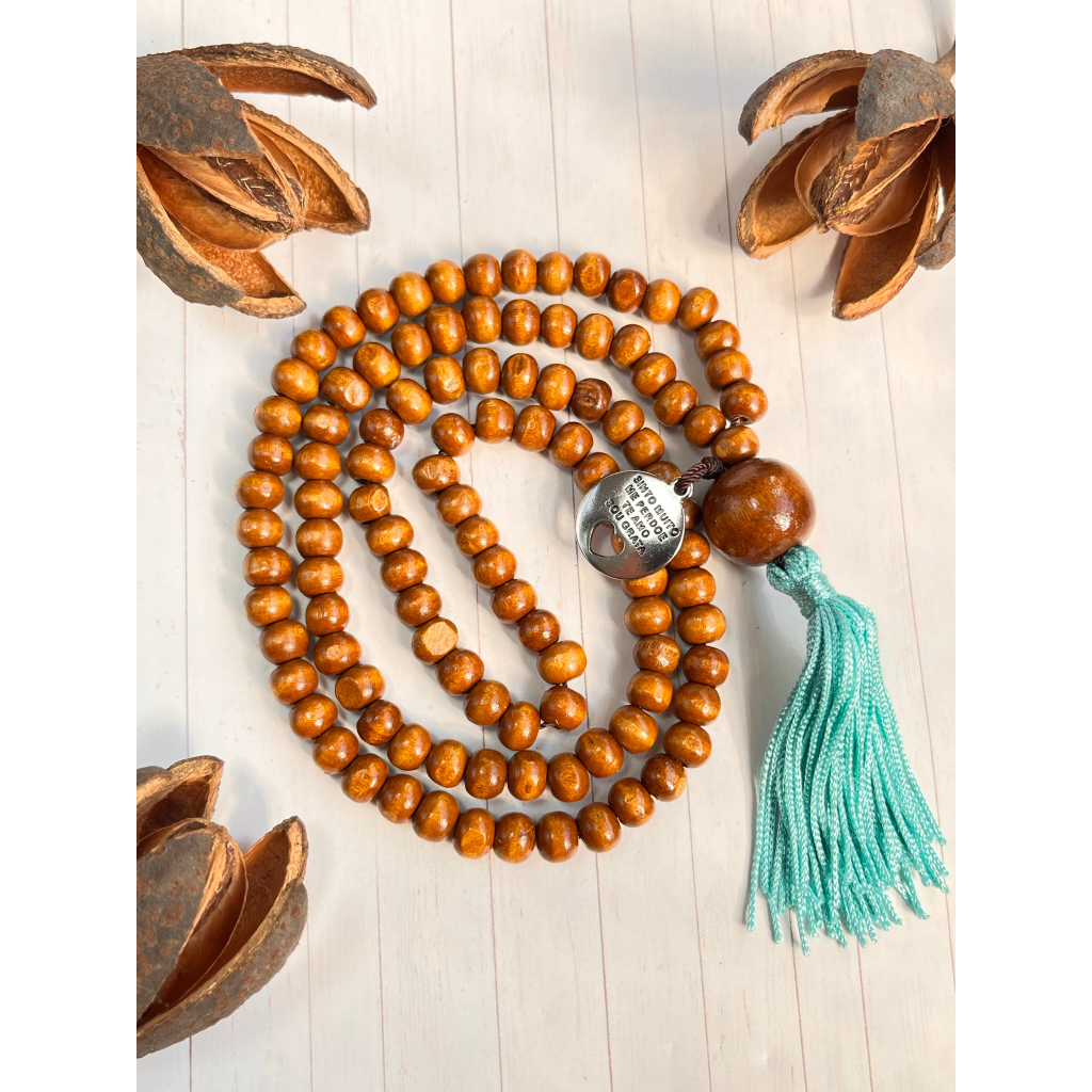 Imagem Japamala 108 contas Madeira Clara com medalha Ho'Oponopono