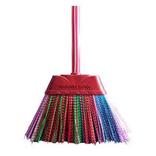 Vassoura de Nylon Estilo Piaçava De Nylon Duro Resistente Uso Externo COM CABO