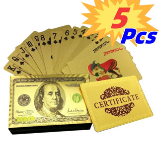 Conjunto Baralho Cartão De Jogo Dourado 24k Prova D