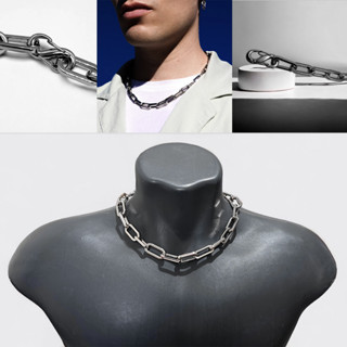 Colar Masculino Corrente de Aço Grossa Prateada Elos Premium Envernizado