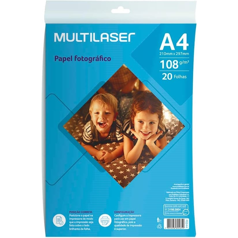 Papel Fotográfico Matte A4 108g 20 fls ou 40 folhas PE044 - Papel Foto em Jato de Tinta