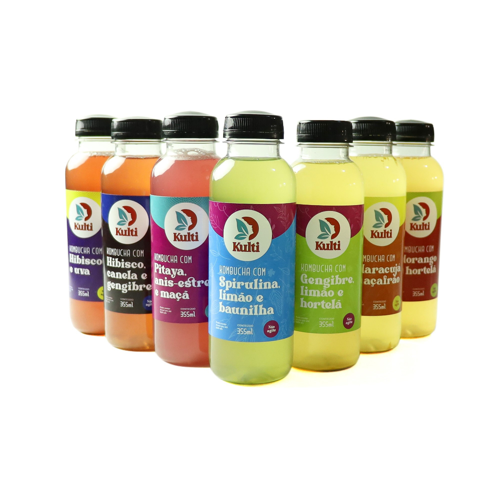 Pack 12 Kombucha Refrigerante Vegano Fermentado Natural E Saudável Kulti