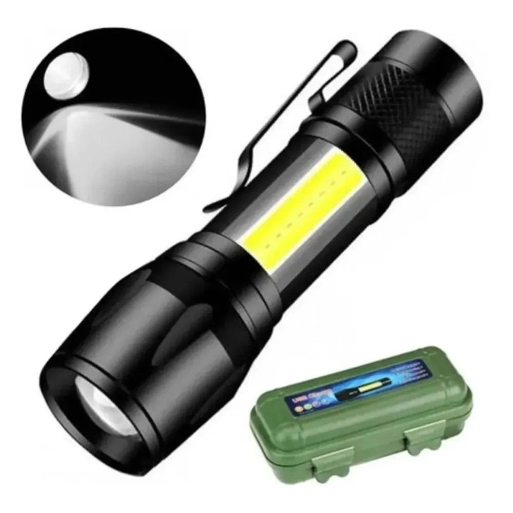 Mini Lanterna verde Tática Com Led E Zoom Recarregável Usb Lanterna De Mao MB-6001