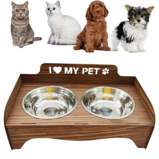 Comedouro Duplo Pet Ergonômico Tigelas Inox Cão e Gato