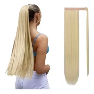 Rabo de Cavalo Liso e Ondulado - Loiro Perolado - 613 (velcro) em Oferta na Shopee