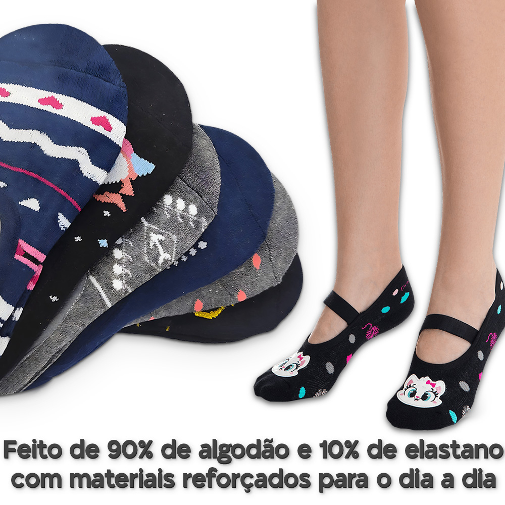 6 Pares Meia Sapatilha Antiderrapante Pilates Yoga Hidroginástica — imagem 2 de 2