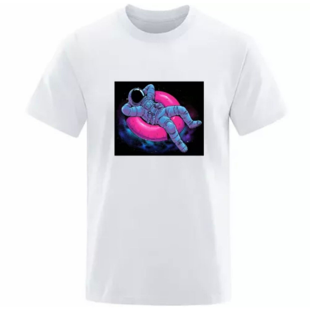 Camiseta Estampada Algodão Fio 30.1 Astronauta Espaço Várias Cores Lançamento Unissex