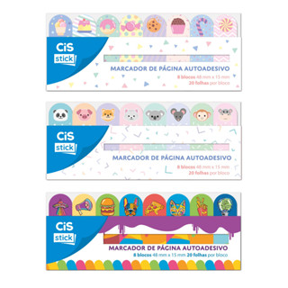 Flags Marcador de Páginas 8 Blocos 48 x 15 mm 20 Folhas (Stick Pop, Fun e Candy) - Cis