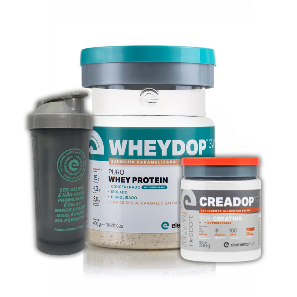 Combo Creadop Sport Creatina 300g + Whey Protein Wheydop 3W 450g + Coqueteleira 600ml