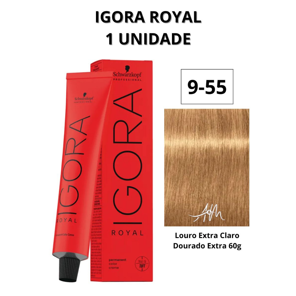 Coloração Igora Royal 9-55 Louro Claro Extra Dourado Extra 60g