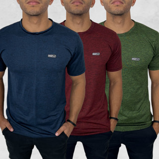 3 Camisas Masculinas Academia Dry Fit Malha Fria Camisa Mesclada Lisa Homem