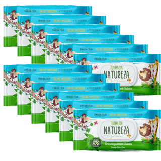 Kit C/12 Toalhas Umedecidas Turma Da Natureza C/100 Uni