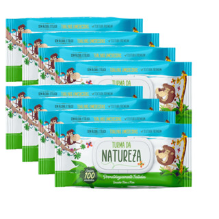 Kit C/08 Toalhas Umedecidas Turma Da Natureza C/100 Uni