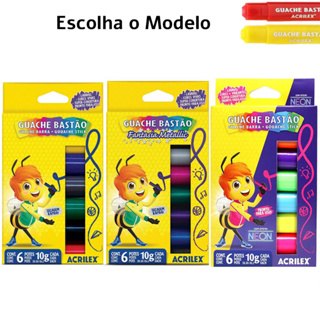 Guache Bastão 6 Cores  - Acrilex - Escolha o Modelo em Oferta na Shopee