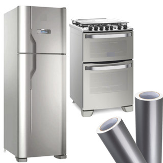 Papel Adesivo Envelopar Geladeira Fogão Prata Tipo Inox 1m em Oferta na Shopee
