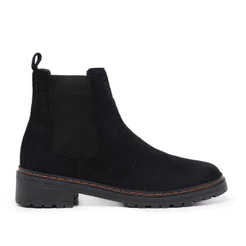 Bota Botina Feminina Falcucci Cano Curto Coturno Chelsea Preto Com Elástico