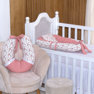 Ninho e Amamentação Kit com Laço em Floral Micropercal Estampado