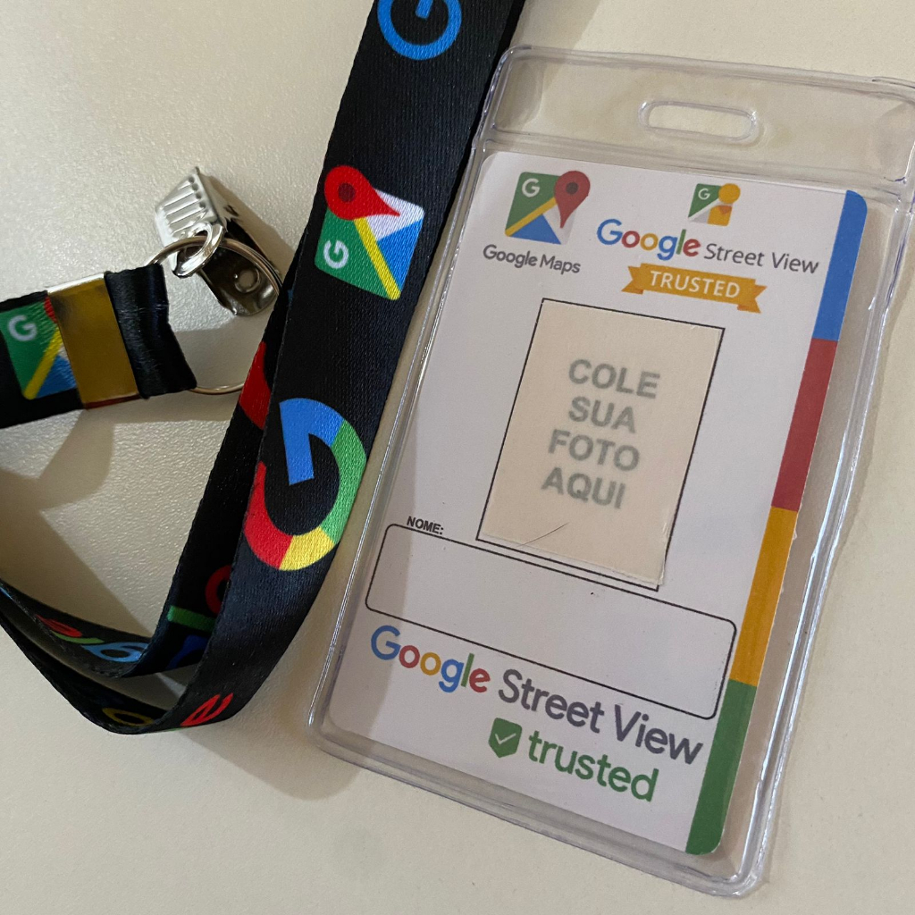 Crachá Google maps + Cordão google + capinha protetora (PARA PREENCHER) em Oferta na Shopee