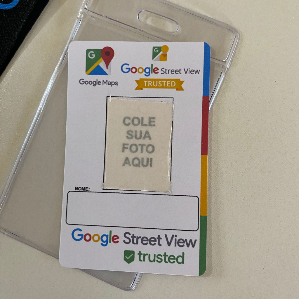 Crachá Google maps + Cordão google + capinha protetora (PARA PREENCHER)