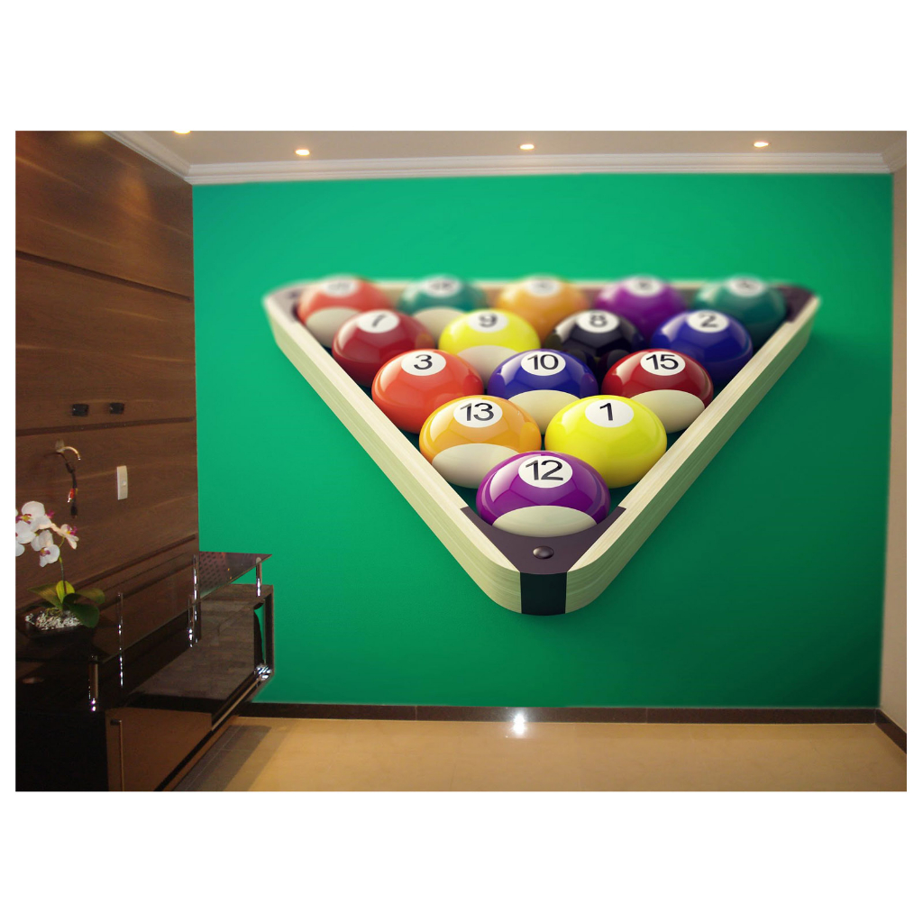 Papel de Parede Decorativo - Adesivo de Parede Salão de Jogos Jogatina Bilhar Sinuca Bola 8 M² JCS022