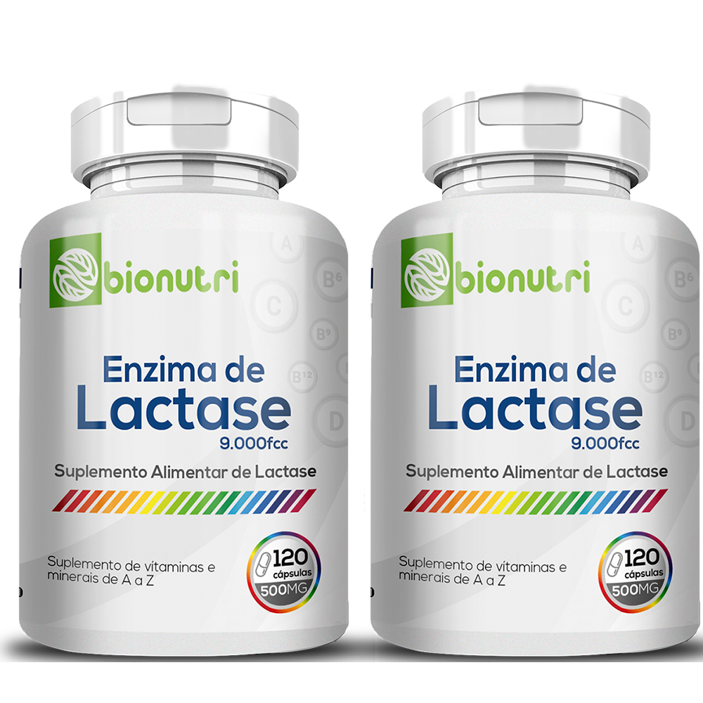 Kit 2x Lactoze Enzima Lactase 120 Cápsulas 500mg Bionutri Para Intolerância a Lactose