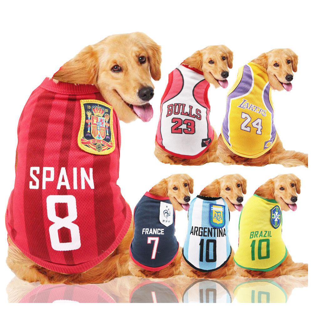 Roupa Camiseta Regata para Pet Camiseta Time Seleção Futebol Grande/Médio/Pequeno Porte Confortável