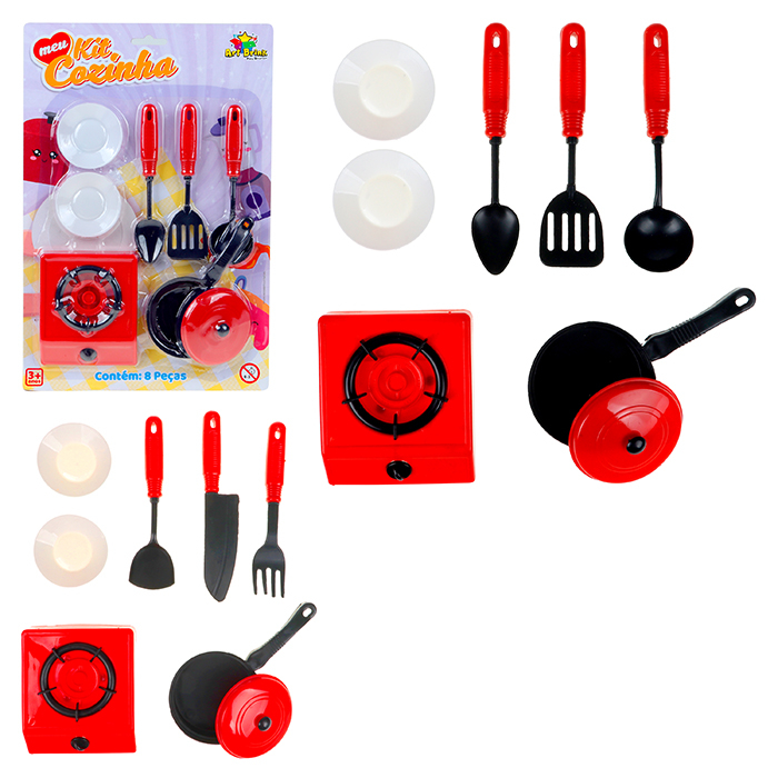 Kit Cozinha 8 Pecas fogao prato brinquedo infantil