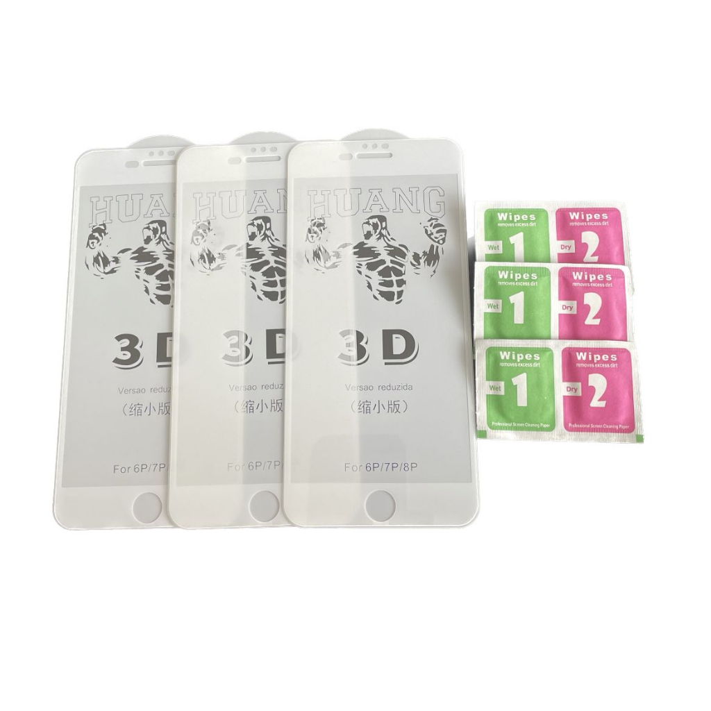 Conjunto de 3 Películas 3D para iPhone 8 Plus + Kits de Limpeza da Tela em Oferta na Shopee
