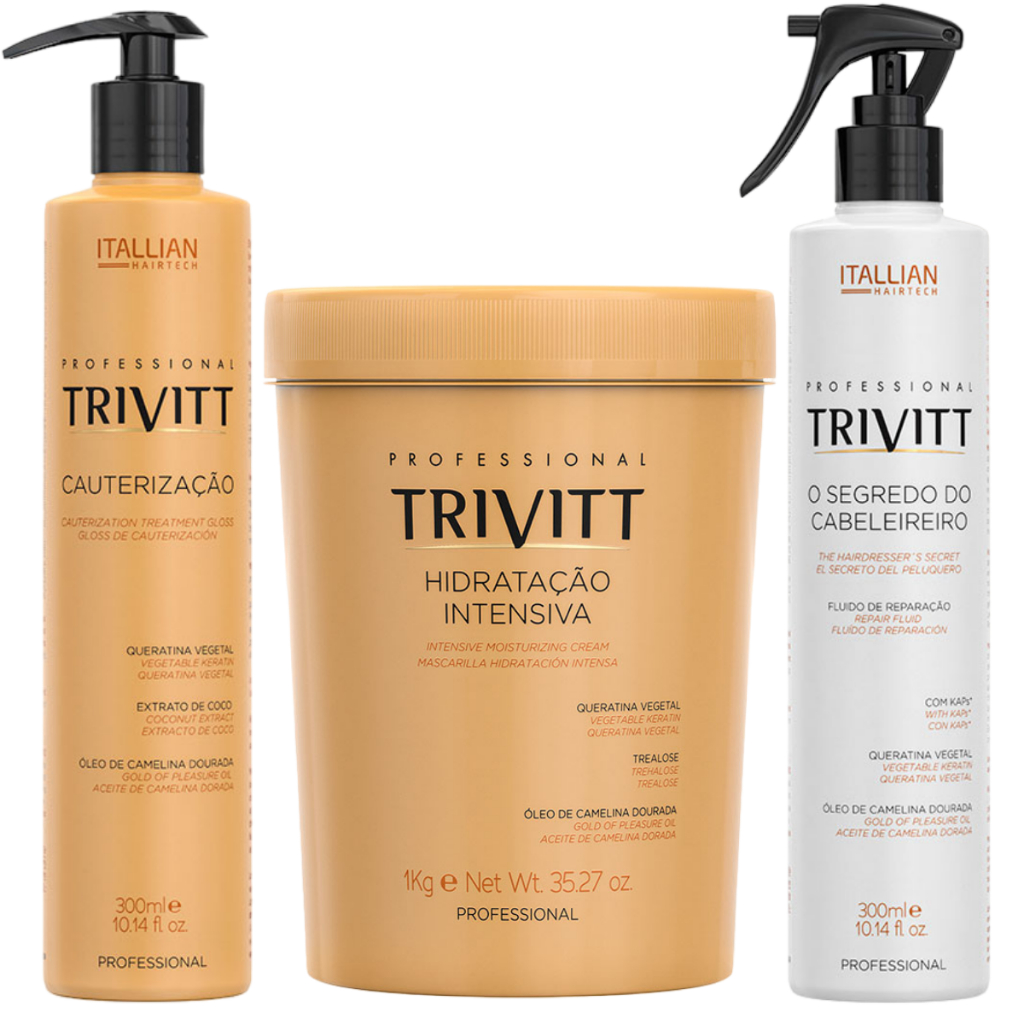 KIT HIDRATAÇÃO INTENSIVA 1KG CAUTERIZAÇÃO 300ML E SEGREDO DO CABELEIREIRO 300ML - Beauty