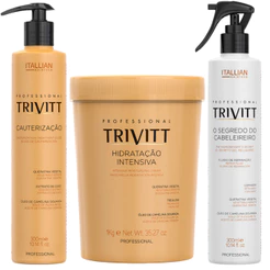 KIT HIDRATAÇÃO INTENSIVA 1KG CAUTERIZAÇÃO 300ML E SEGREDO DO CABELEIREIRO 300ML