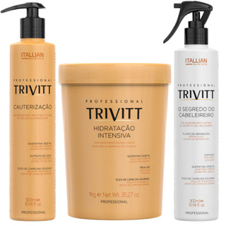 KIT HIDRATAÇÃO INTENSIVA 1KG CAUTERIZAÇÃO 300ML E SEGREDO DO CABELEIREIRO 300ML em Oferta na Shopee
