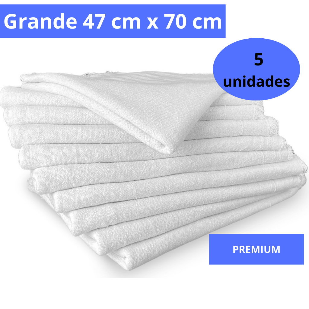 Pano De Chão Branco Grande Grosso Kit 5 Unidades Atacado Saco Duplo Premium em Oferta na Shopee