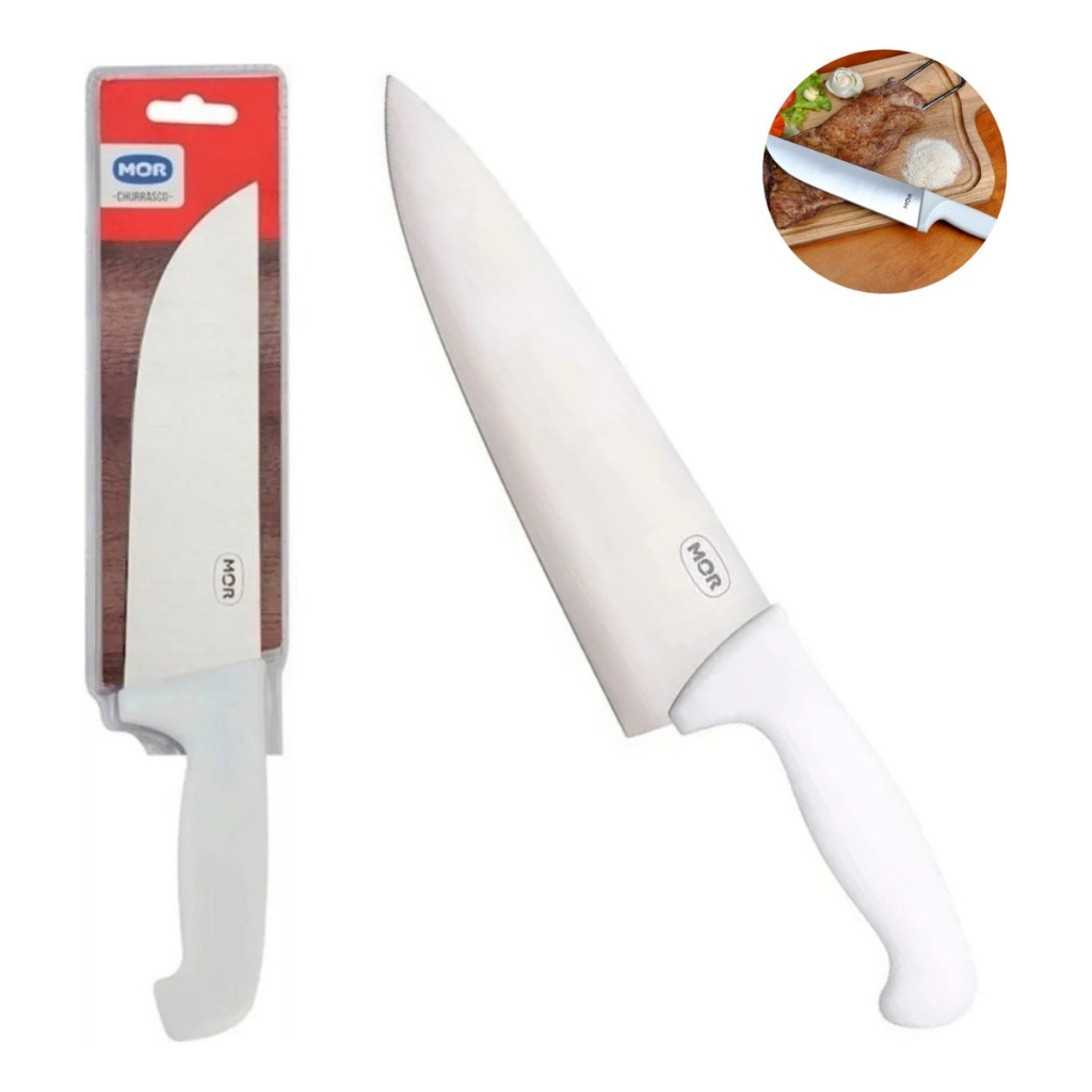 Faca 8 Polegadas Churrasco Chef Profissional Inox Churrasqueiro Premium Aço