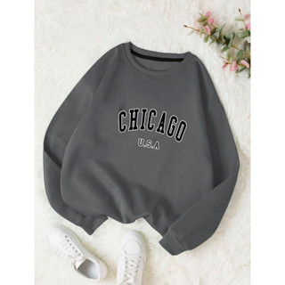 Moletom Gola Redonda Unissex Blusa De Frio Basico Careca Casaco Feminino Masculino Flanelado Algodão Chicago