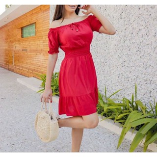 Vestido curto ombro a ombro viscolinho