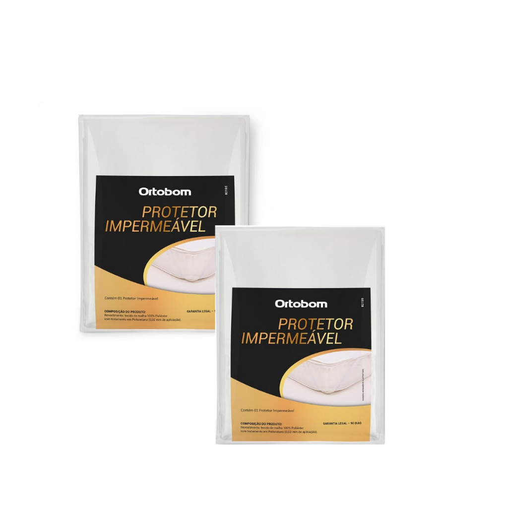 Kit 2 Protetores de Colchão capa Impermeável Ortobom Solteiro com Elástico sem barulho